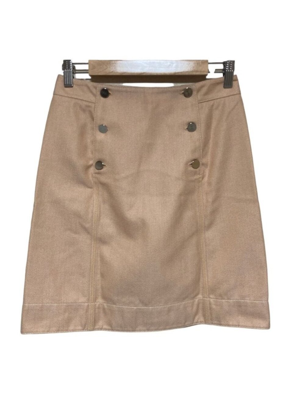 Hermes Denim Front Double Button Midi Skirt Orange Spring Summer Fall Winter 36